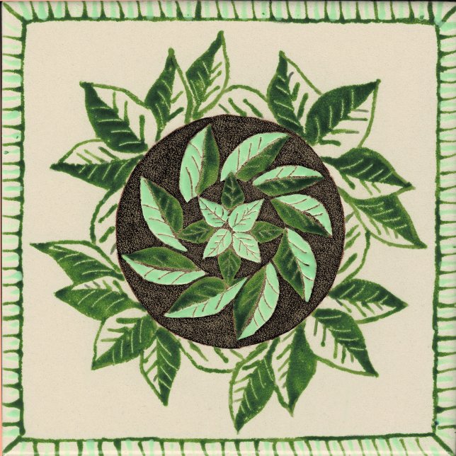 Pôster Folhas verdes e brancas poster (Printable square poster.)