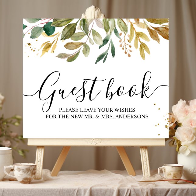 Poster Folhas Verdes em Aquarela Moderna e Pingentes Dour (Criador carregado)