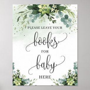 Poster Folhas verdes suculentas para placa de bebê