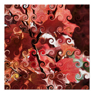 PÔSTER FOLHAS VERMELHAS