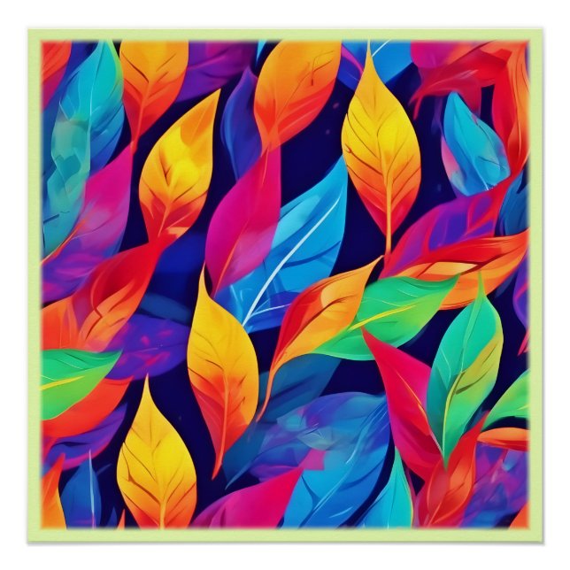 Pôster Folhas Vibrantes de Outono Arte Abstrata (Frente)