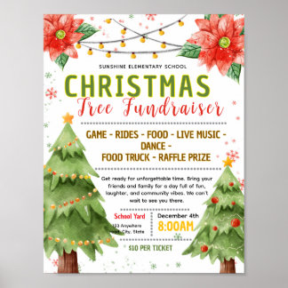 Poster folheto de angariação de fundos de árvore de natal