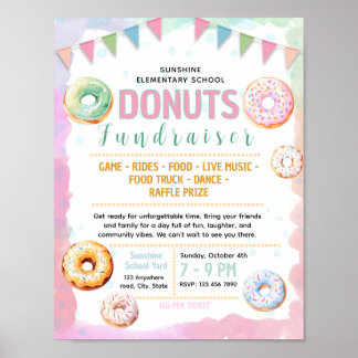 Poster folheto de angariação de fundos de donuts editável