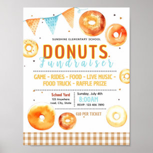 Poster folheto de angariação de fundos de massa de donuts