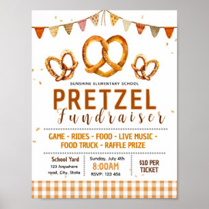 Poster folheto de angariação de fundos de pretzel editáve