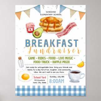 Poster folheto de angariação de fundos para café da manhã