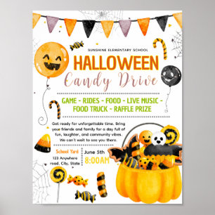 Poster folheto de campanha de arrecadação de doces de hal
