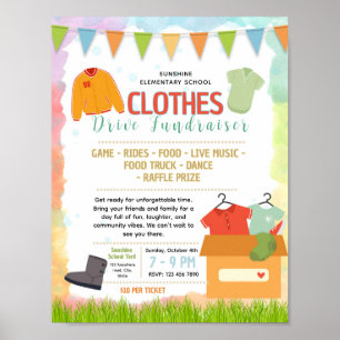 Poster folheto de campanha de arrecadação de roupas editá