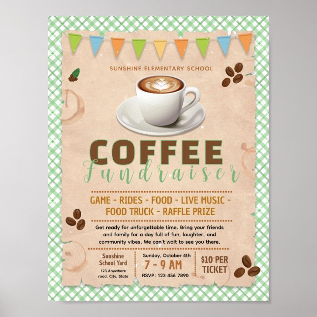 Poster folheto de campanha de café editável (Frente)