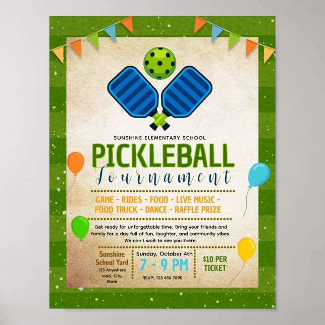 Poster Folheto de captação de recursos de pickleball edit (Frente)