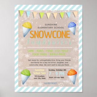 Poster folheto de captação de recursos de snowcone editáv