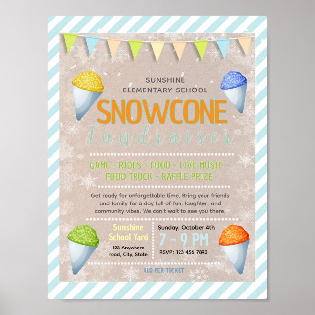 Poster folheto de captação de recursos de snowcone editáv (Frente)