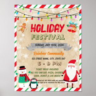 Poster Folheto de eventos da escola Festival de Férias