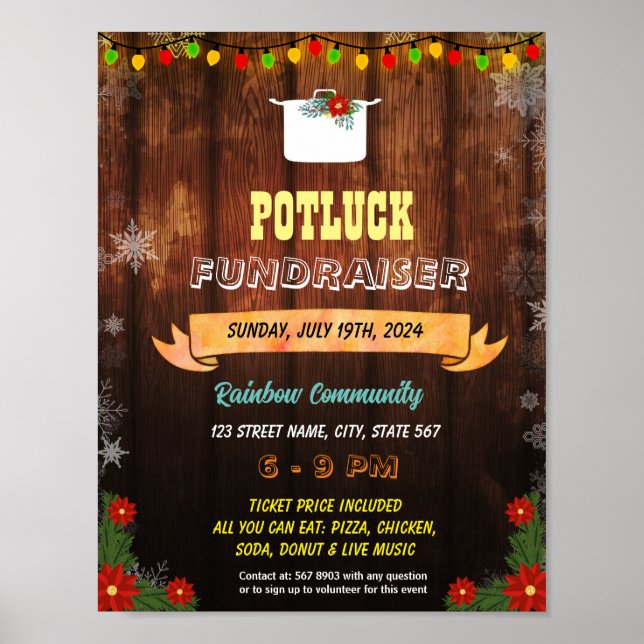 Poster Folheto de eventos de potluck (Frente)