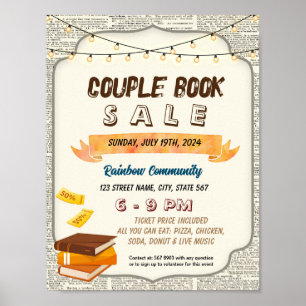 Poster Folheto do evento de venda de livros de cupão