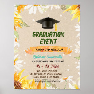 Poster Folheto do tema da graduação em girassol