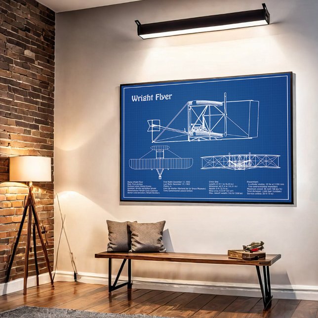 Poster Folheto do Wright - Planos de desenho do avião (Criador carregado)