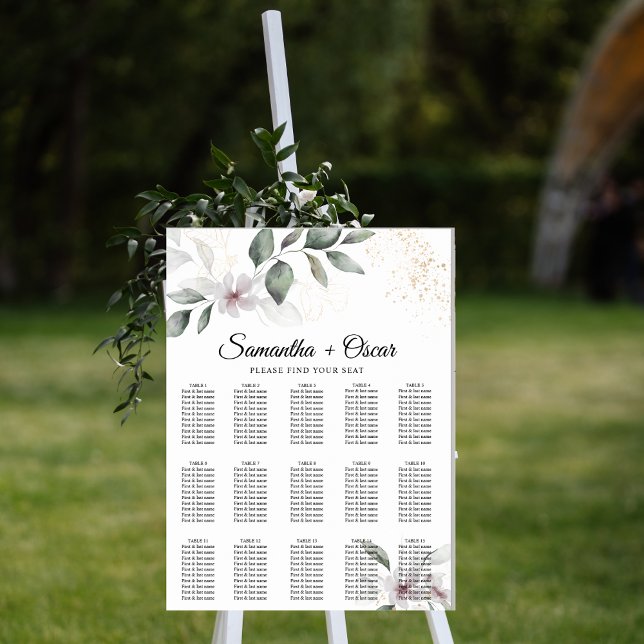 Poster Folia Suave e Flores em Aquarela | Dourado (Criador carregado)