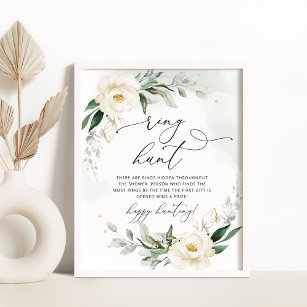 Poster Foliage elegant floral ring hunt bridal game