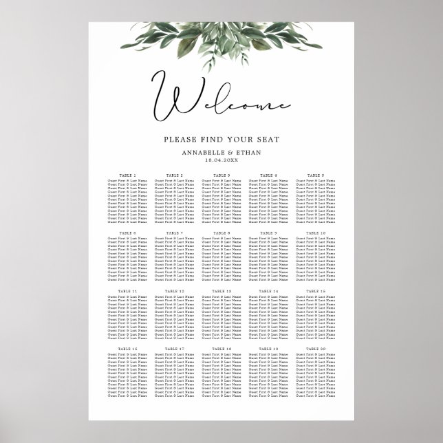 Poster Foliage Leaf Seating Chart (Frente)