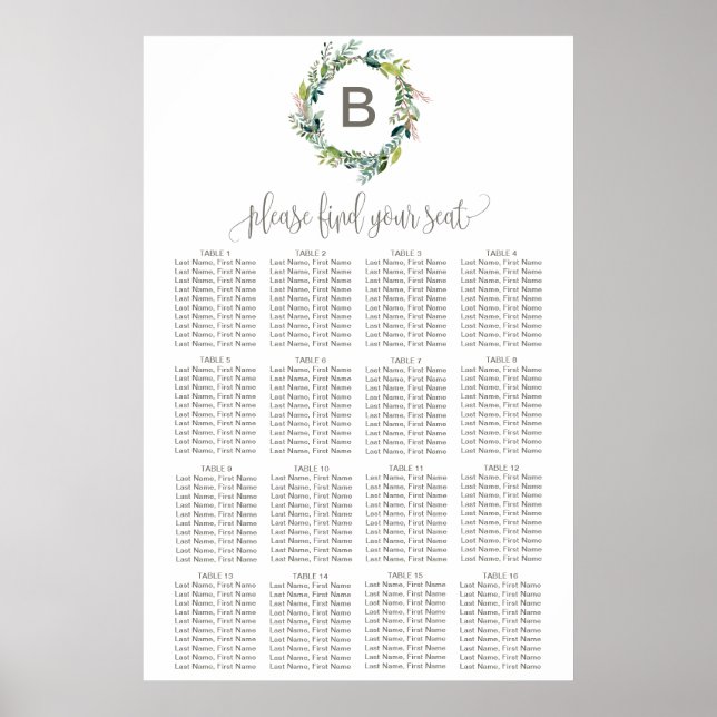 Poster Foliage Wreath Monogramas (Frente)