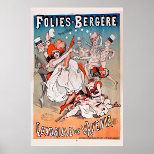 Poster Folies Bergère Cabaré Teatro Paris França Ballet