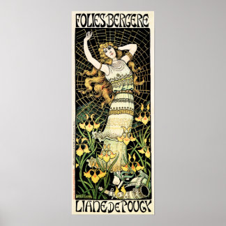 Poster FOLIES BERGERE Liane De Pougy França Cabaret Dance
