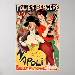Poster Folies Bergère Paris 1901 CARTAZ IMPRESSO A5-A1