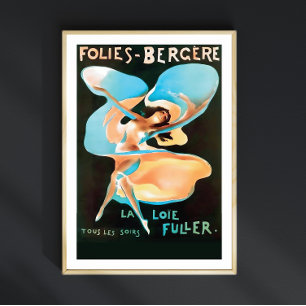 Poster Folies Bergere Paris Showgirl, Flapper Girl de 192