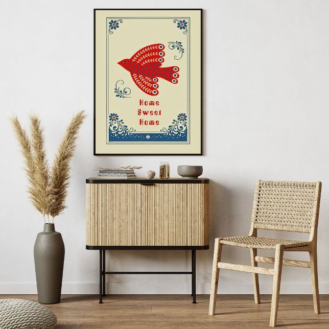 Poster Folk Art Bird Home Scandinavian Style Pоster (Criador carregado)