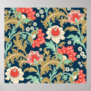 Poster Folk Floral Colorido: Desenho Mão