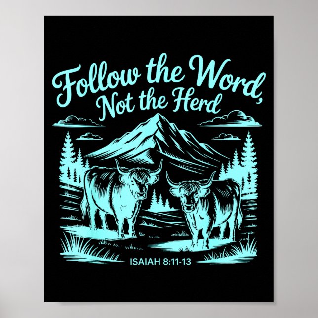 Poster Follow The Word Not The Herd Christian Religion Hi (Frente)