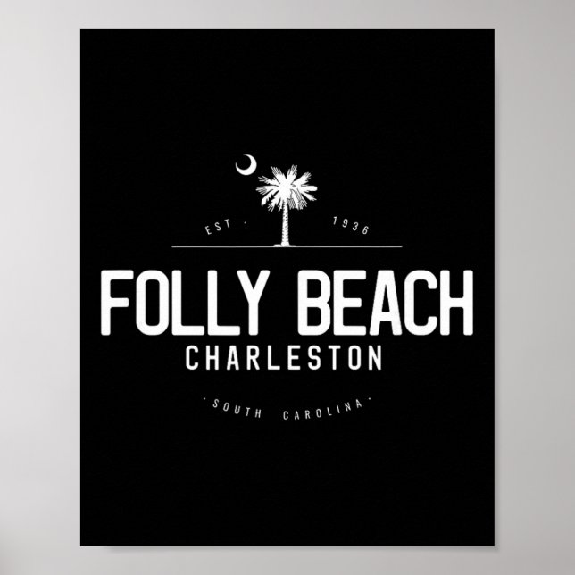 Poster Folly Beach Carolina do Sul Surfando  (Frente)