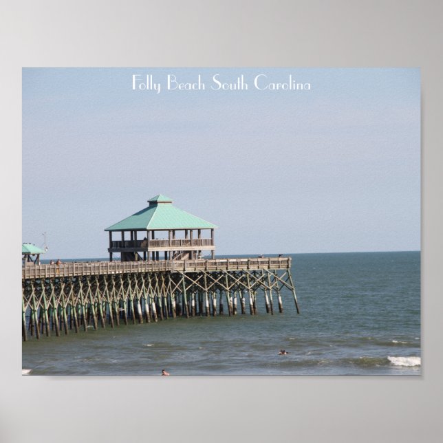 Poster Folly Beach SC, Pier, Charleston, fotografia (Frente)