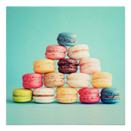 Pôster Fome, Macaron, hipster, multicor, biscoitos doces
