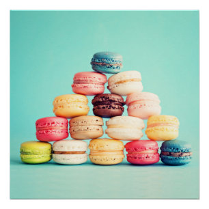 Pôster Fome, Macaron, hipster, multicor, biscoitos doces