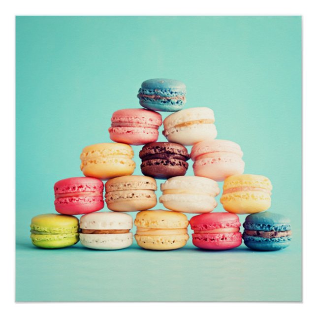 Pôster Fome, Macaron, hipster, multicor, biscoitos doces (Frente)