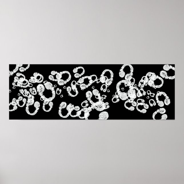 Pôster fone de ouvido preto&branco DJ (Frente)