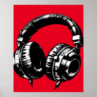 Fones de ouvido de música negra dançam DJ
