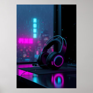 Poster Fones de ouvido para jogos Cyberpunk