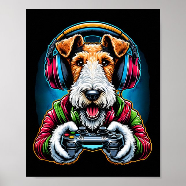 Poster Fones de ouvido Video Game Fio Fox Terrier Cachorr (Frente)