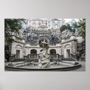Poster Fonte com estátua de Netuno em Praga