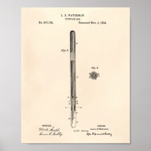 Poster Fonte da Caneta 1884: Patent Art - Old Peper