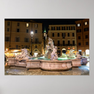 Poster Fonte de Netuno na Piazza Navona - Roma