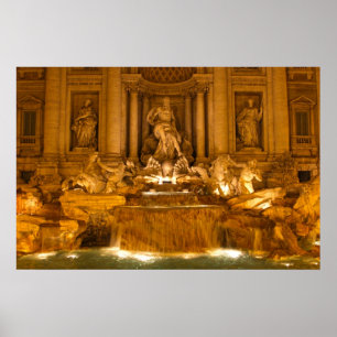 Pôster Fonte do Trevi na noite (HDR)