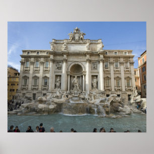 Pôster Fonte histórica do Trevi em Roma, Italia