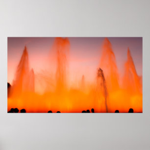 Poster Fonte mágica de Montjuic, Barcelona, Espanha. Noit