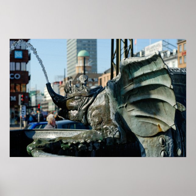Pôster Fonte na praça da Prefeitura em Copenhague (Frente)