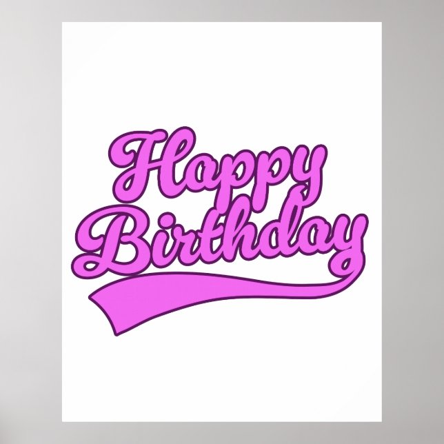 Poster Fonte vintage de Feliz Aniversário (Frente)