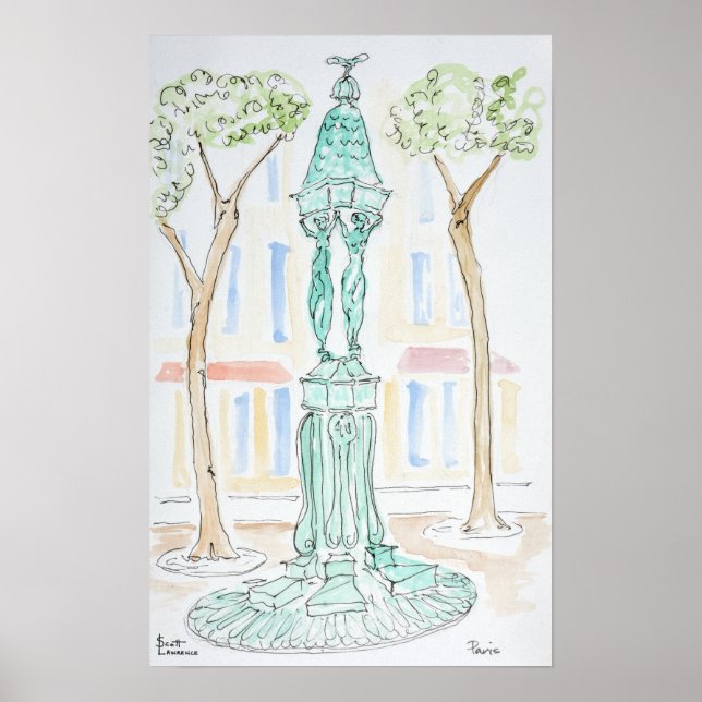 Pôster Fonte Wallace na Rue Brea | Paris, França (Frente)